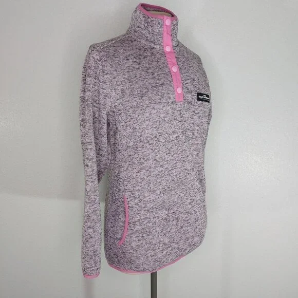 Simply Southern Womens Medium Pullover Pink Heather Fleece Sweatshirt 1/4 Snap - Picture 9 of 13